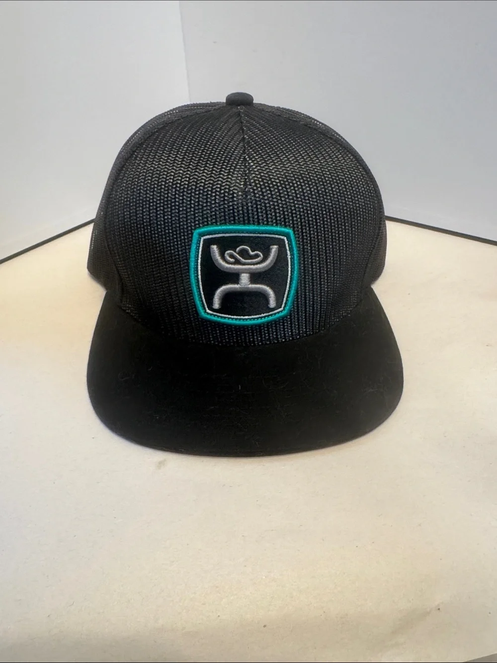 Hooey Black Mesh Trucker Cap with Teal-Trimmed Logo
